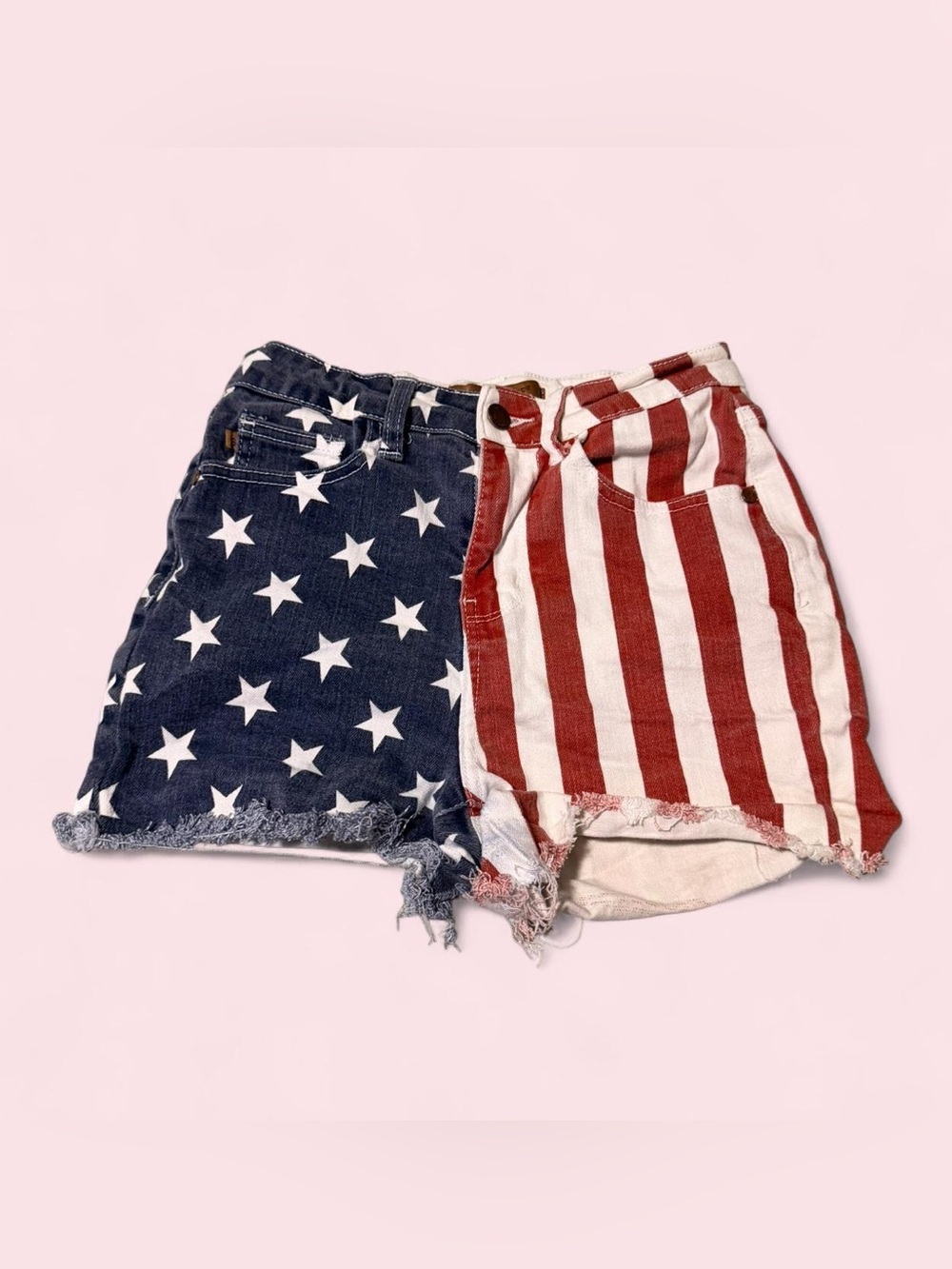 Judy Blue Americana Flag Denim Shorts - Red & Blue Stars and Stripes
